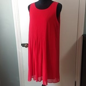 Camaieu Sleeveless Red Chiffon Dress